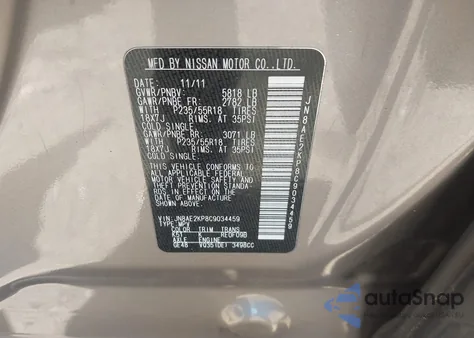2012 Nissan Quest Le from USA, damaged, VIN JN8AE2KP8C9034459